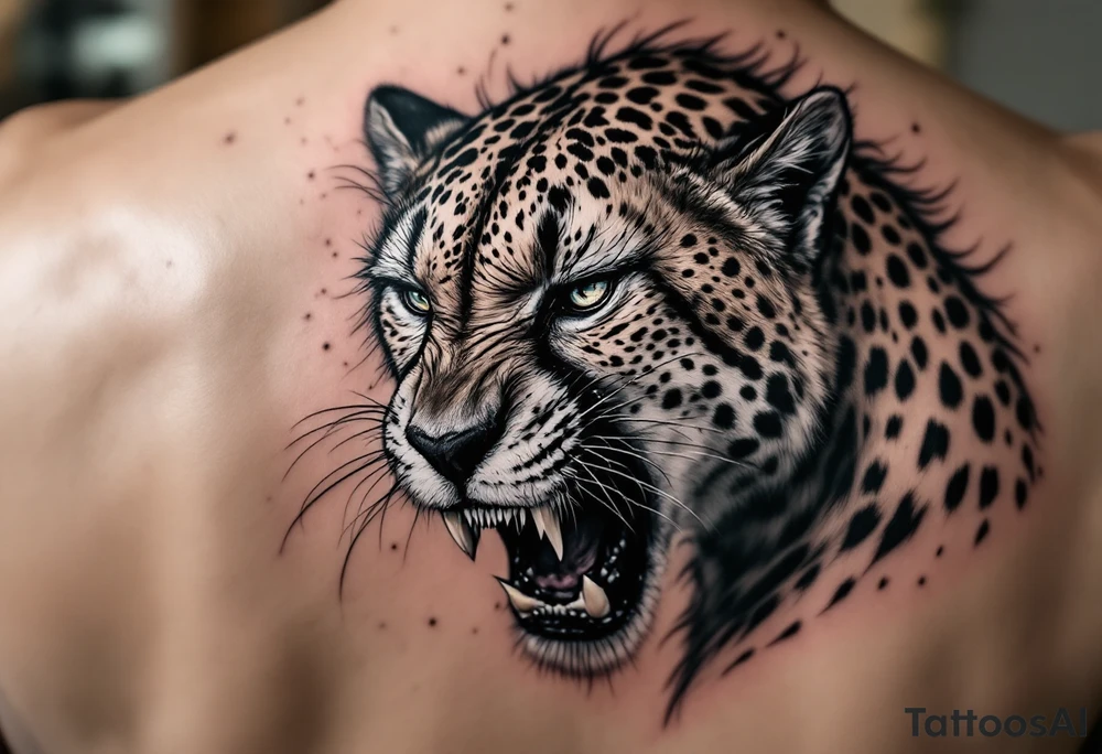 angry cheetah tattoo idea