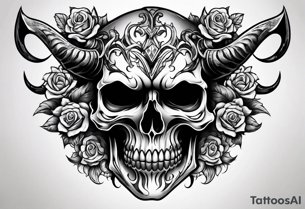 devil skull tattoo idea