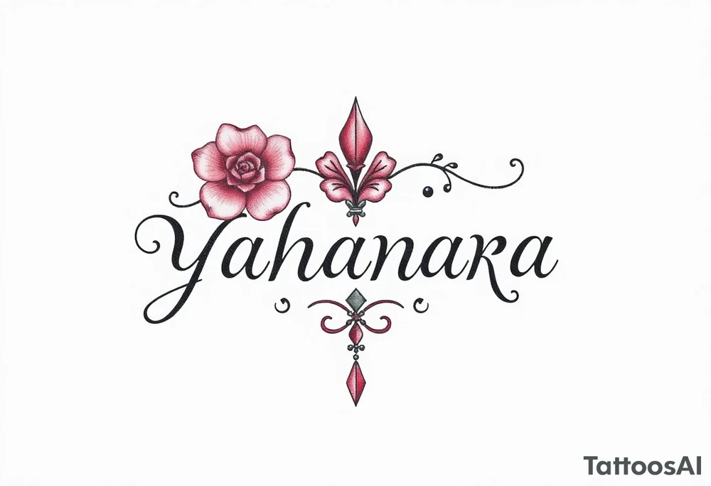 small tattoo of the Name YAHANARA tattoo idea