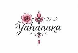 small tattoo of the Name YAHANARA tattoo idea
