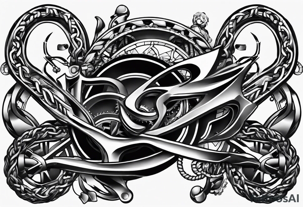 thick bike chain wrist tattoo idea
