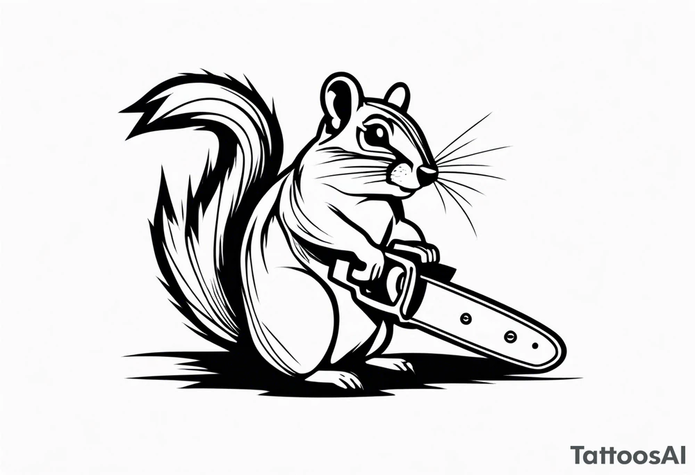 Chipmunk with a chainsaw tattoo idea