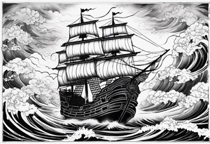 Pirate ship in a storm tattoo idea