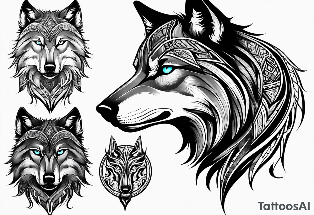 black wolf tribal tattoo idea