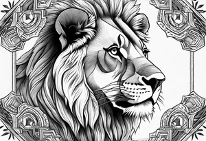 Small male lion with inspirational quote tattoo idea