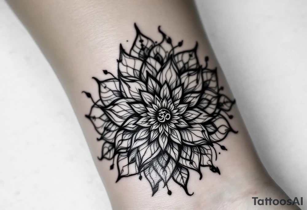 sacred flower of life with om in the middle tattoo idea