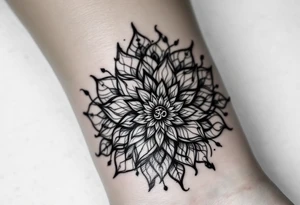 sacred flower of life with om in the middle tattoo idea