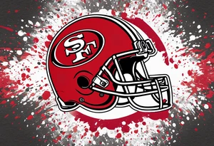 san Francisco 49er logo alone with team color specks of paint splatter tattoo idea