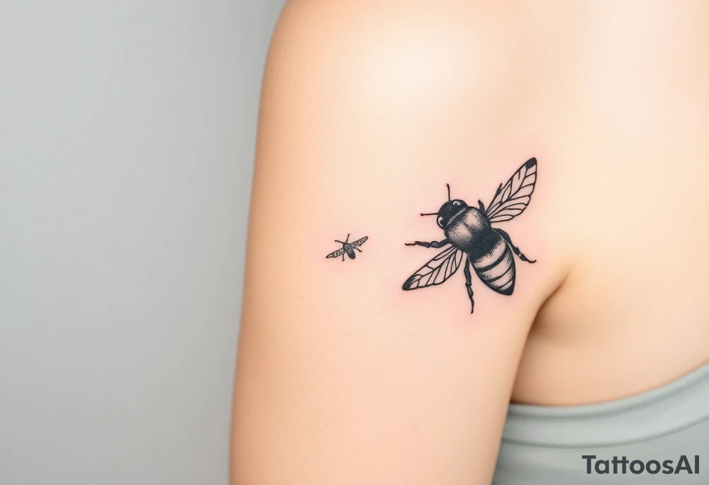 airplane flying next to a bee tattoo idea