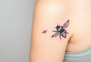 airplane flying next to a bee tattoo idea