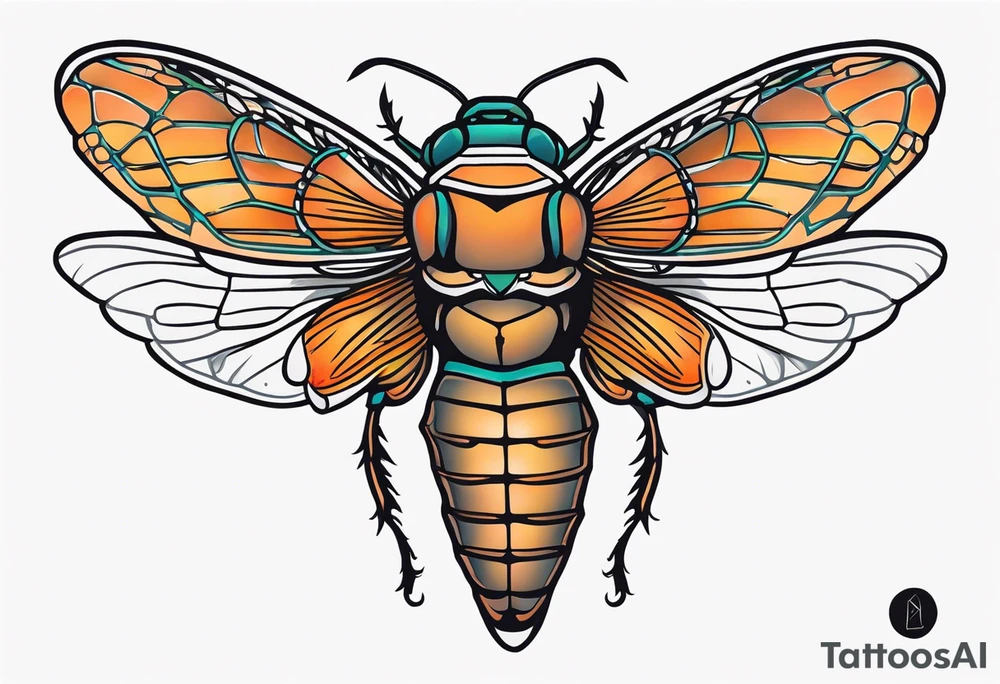 Neo traditional Cicada tattoo idea