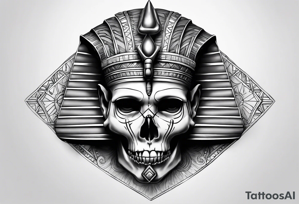 pharaoh skull realistic tattoo idea