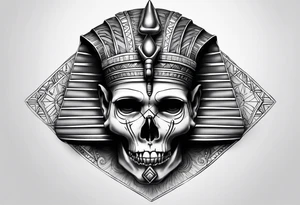 pharaoh skull realistic tattoo idea
