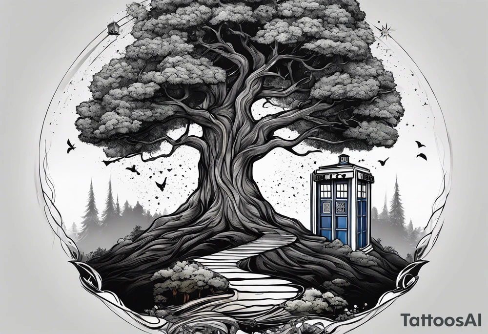 Tree with Star wars and a tardis tattoo idea