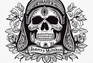 an Indian with a skull instead of a face so that he could be seen whole tattoo idea
