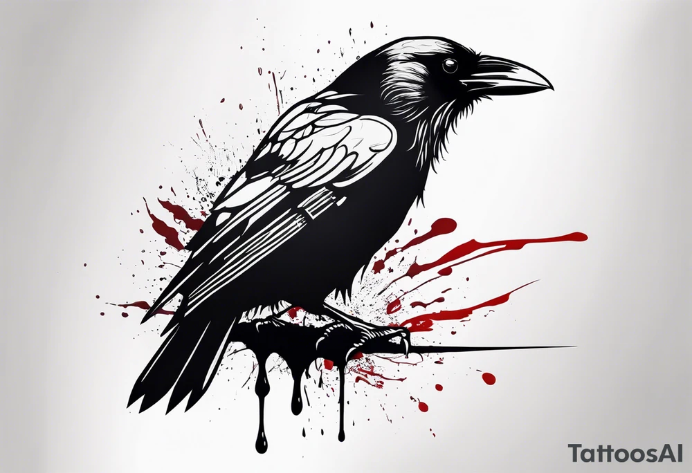 dead raven dripped in blood tattoo idea