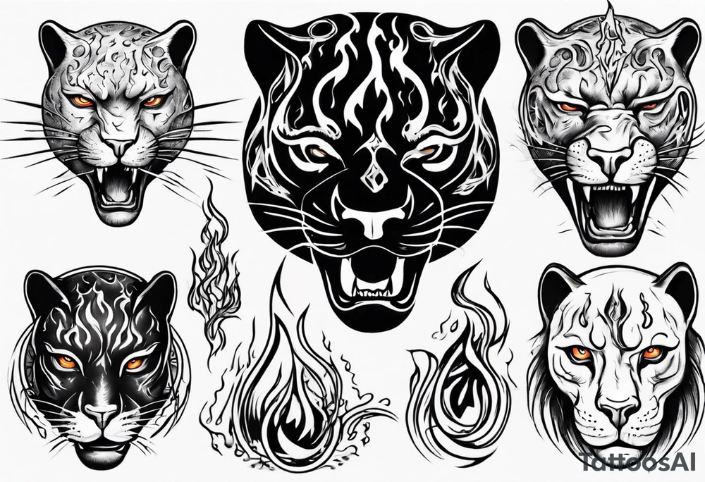 Panther with flames tattoo idea