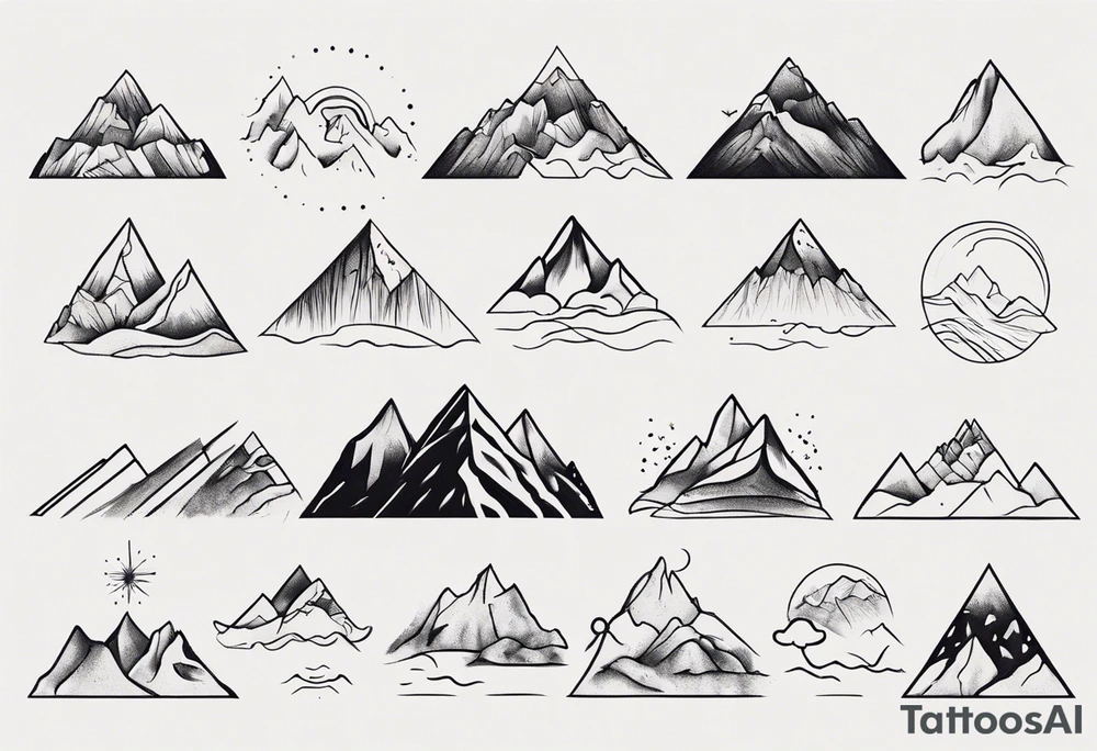line art mountains tattoo idea