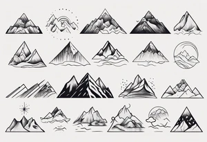 line art mountains tattoo idea
