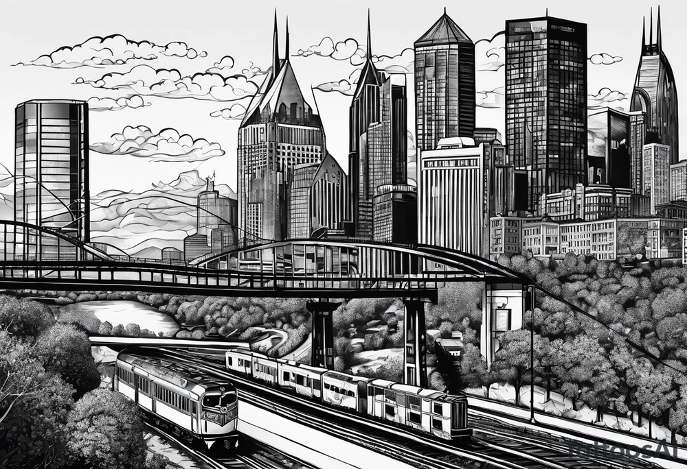 Number 615 with nashville skyline inside tattoo idea