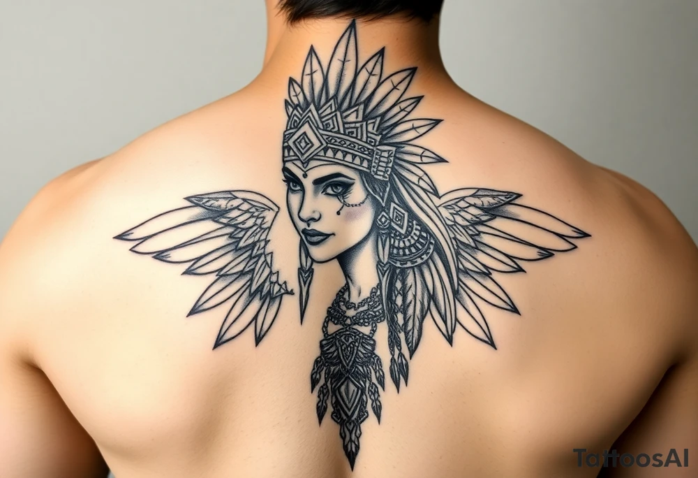 Majestic, beautiful, strong chicano aztec warrior princess tattoo idea