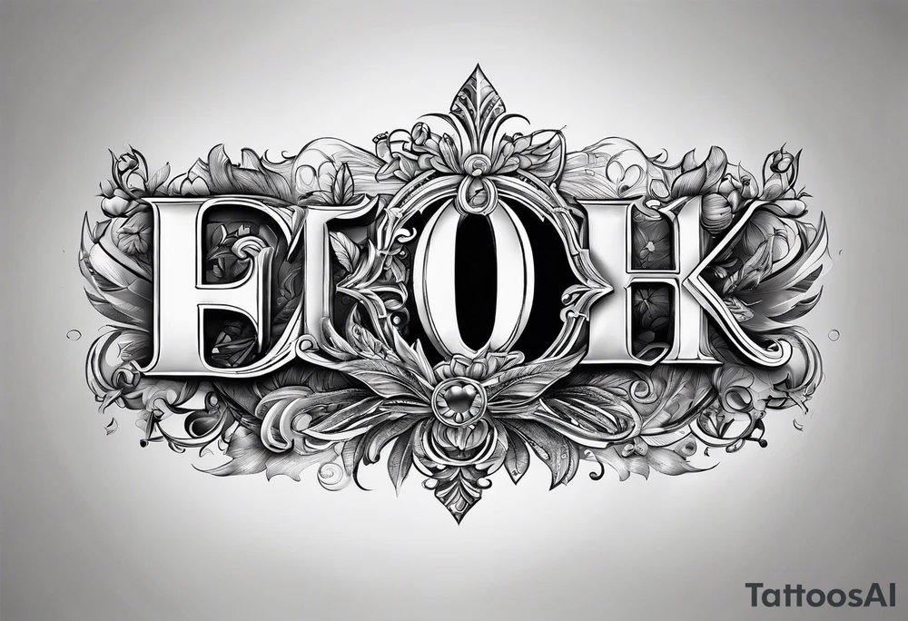 Make a shape by combining letters "EUB" tattoo idea
