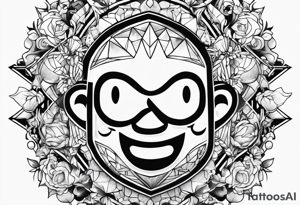 kirby smiling inside a long shinning crystal tattoo idea
