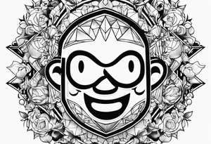 kirby smiling inside a long shinning crystal tattoo idea
