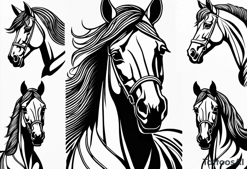 Horse drawn using simple lines tattoo idea
