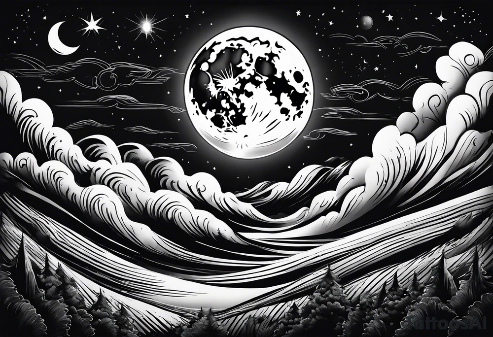 Full moon in sky tattoo idea
