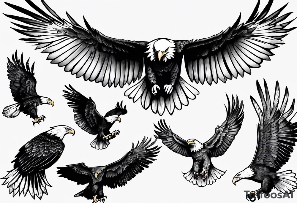 swooping bald eagle tattoo idea