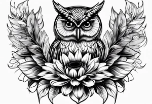 Owl with sunflower body tattoo idea