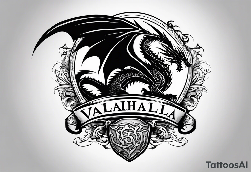 Valhalla sword shield dragon tattoo idea