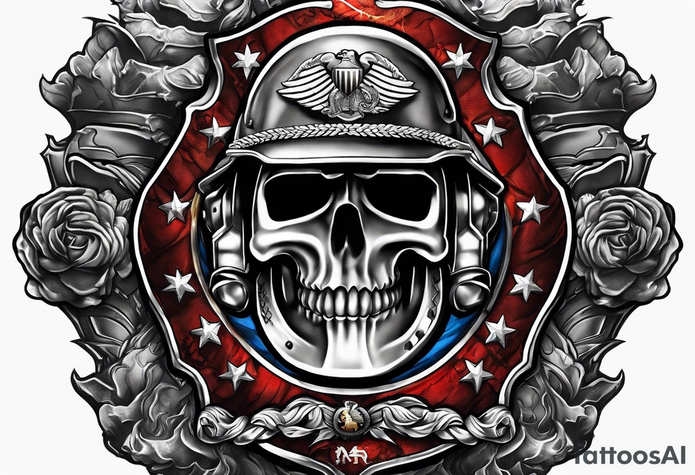 Armor breaking thru skin of shoulder with marine corp emblem showing tattoo idea