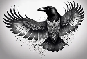 Raven with skulls underneath tattoo idea