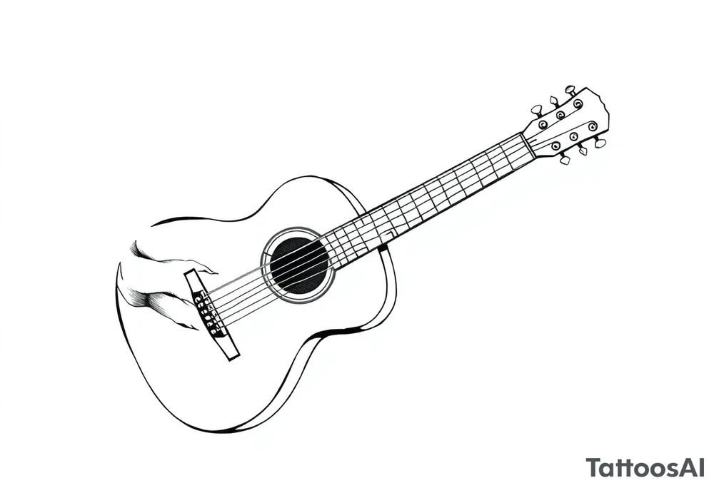 Line traditional American acoustic guitar tattoo idea