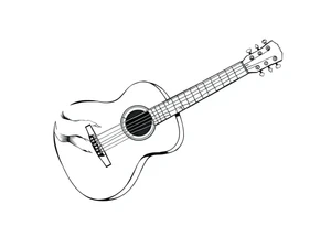 Line traditional American acoustic guitar tattoo idea