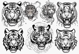 A tiger surrounded by lightning tattoo idea