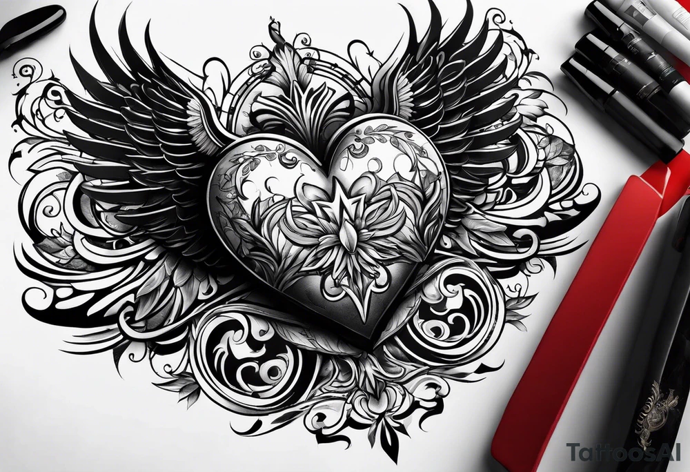 A heart with wings tattoo idea