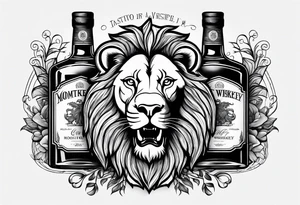 A lion, mammoth, and a bottle of Irish whiskey. tattoo idea