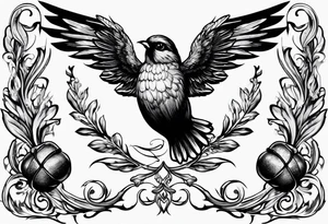 Flying acorn with wings tattoo idea