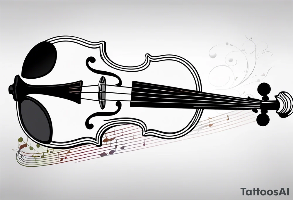 minimalist violinwith some jewel tone accent colors, mostly black and white tattoo idea