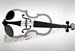 minimalist violinwith some jewel tone accent colors, mostly black and white tattoo idea