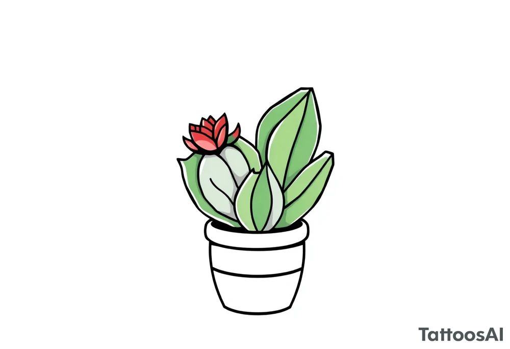 cute cacti and succulent in a pot tattoo idea