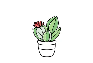 cute cacti and succulent in a pot tattoo idea