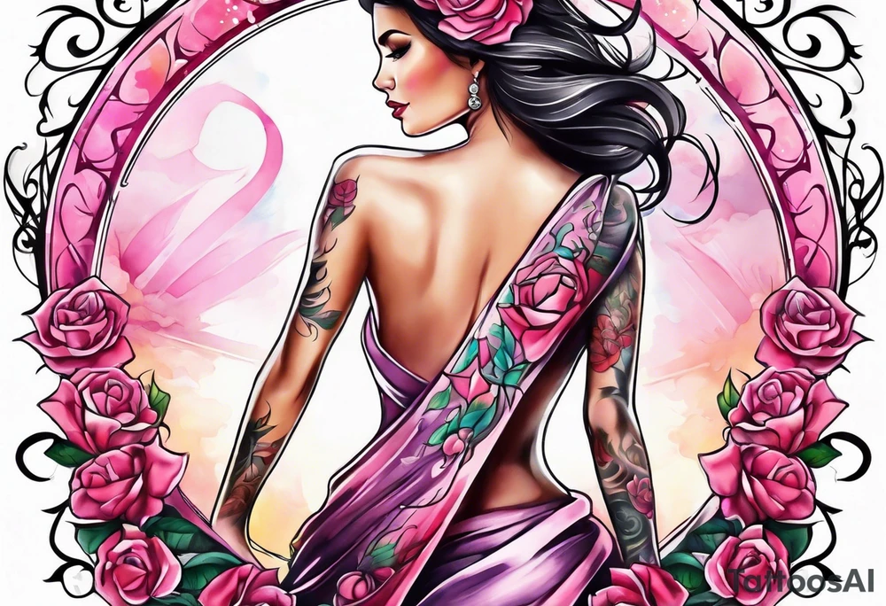 breast cancer ribbon survivor tattoo idea