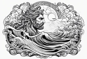 Poseidon with waves tattoo idea