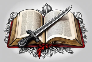 sword coming out of an open bible tattoo idea