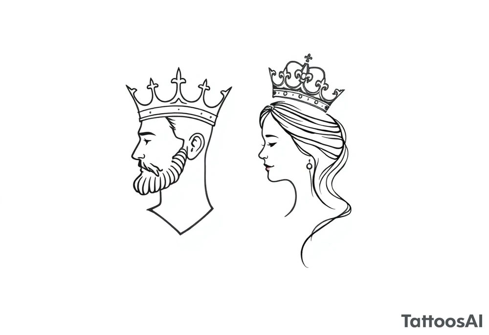 King and Queen couple with crown tattoo idea