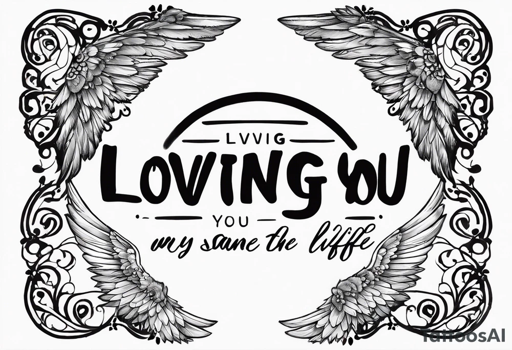 Small dog Paw print with halo and wings above the words loving you changed my life, losing you did the same - Lexie 11/08-7/23 tattoo idea